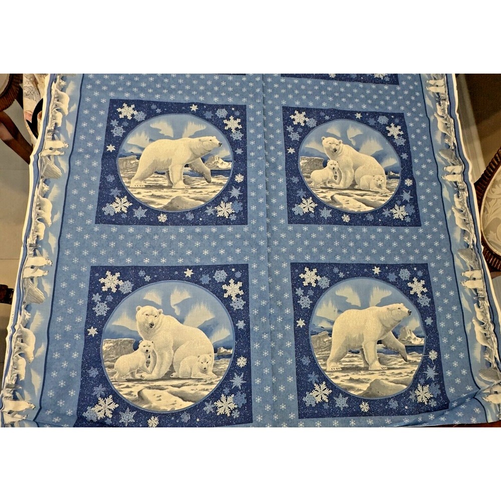 Polar Bear Cotton Fabric Pillow Quilt Arctic Dream Cranston Penguin SnowFlake